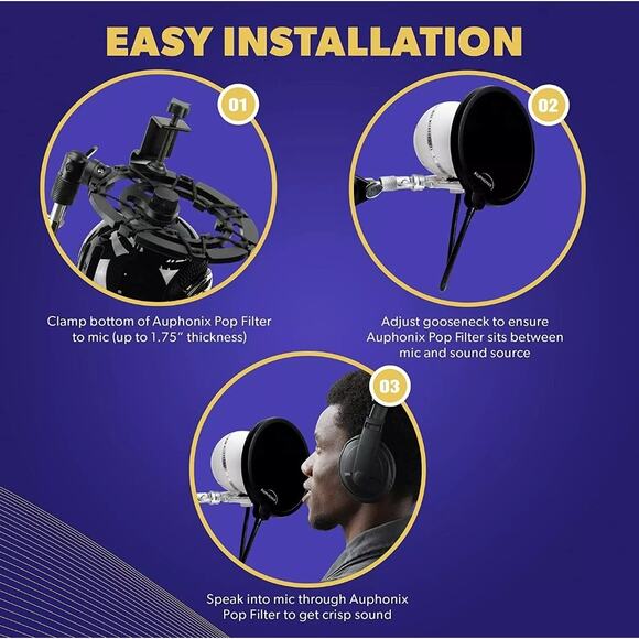 Auphonix Microphone Pop Filter (MPF-2) 6-inch Diameter Mesh Filter - Picture 5 of 8